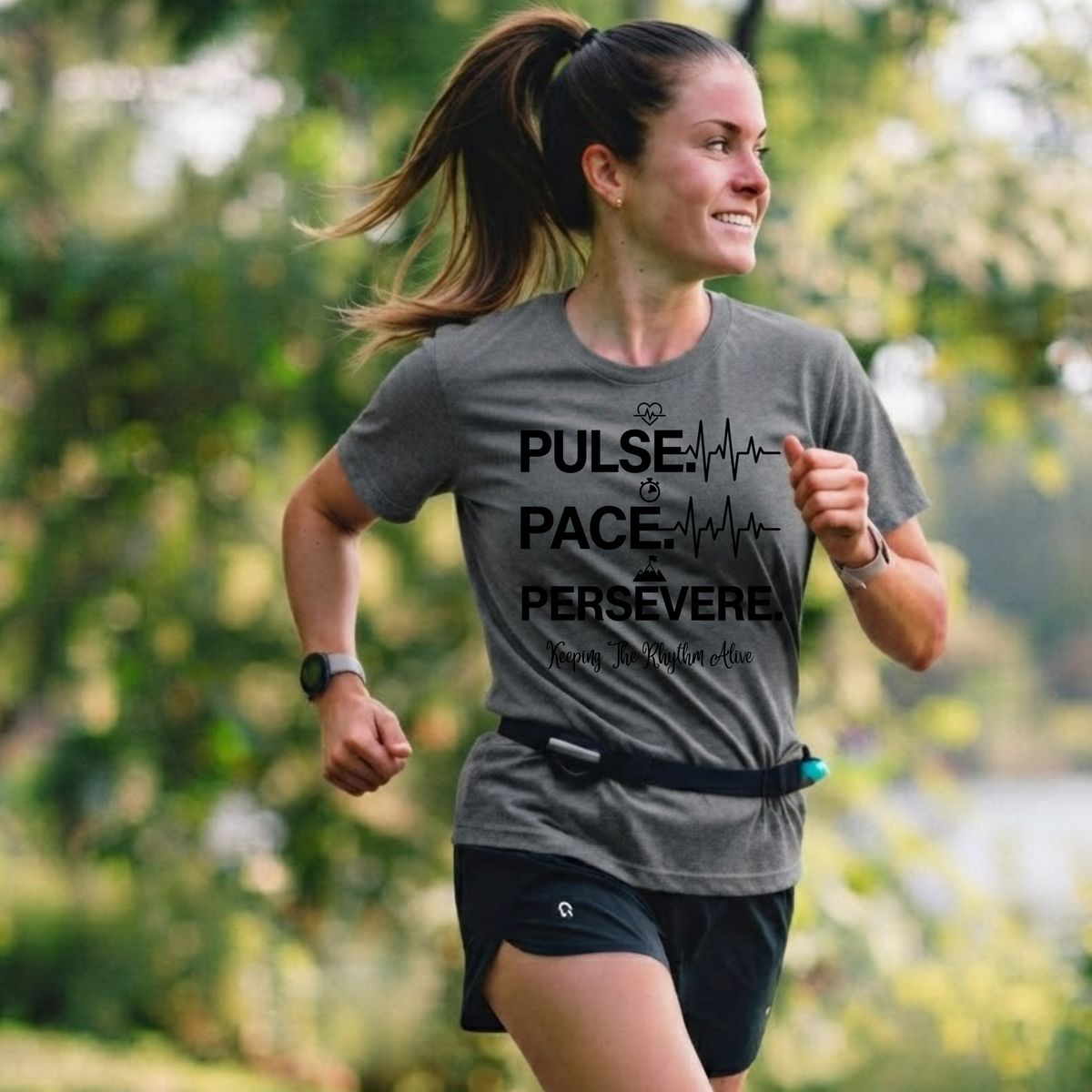 Pulse • Pace • Persevere T-Shirt — Motivational Running / Fitness Tee