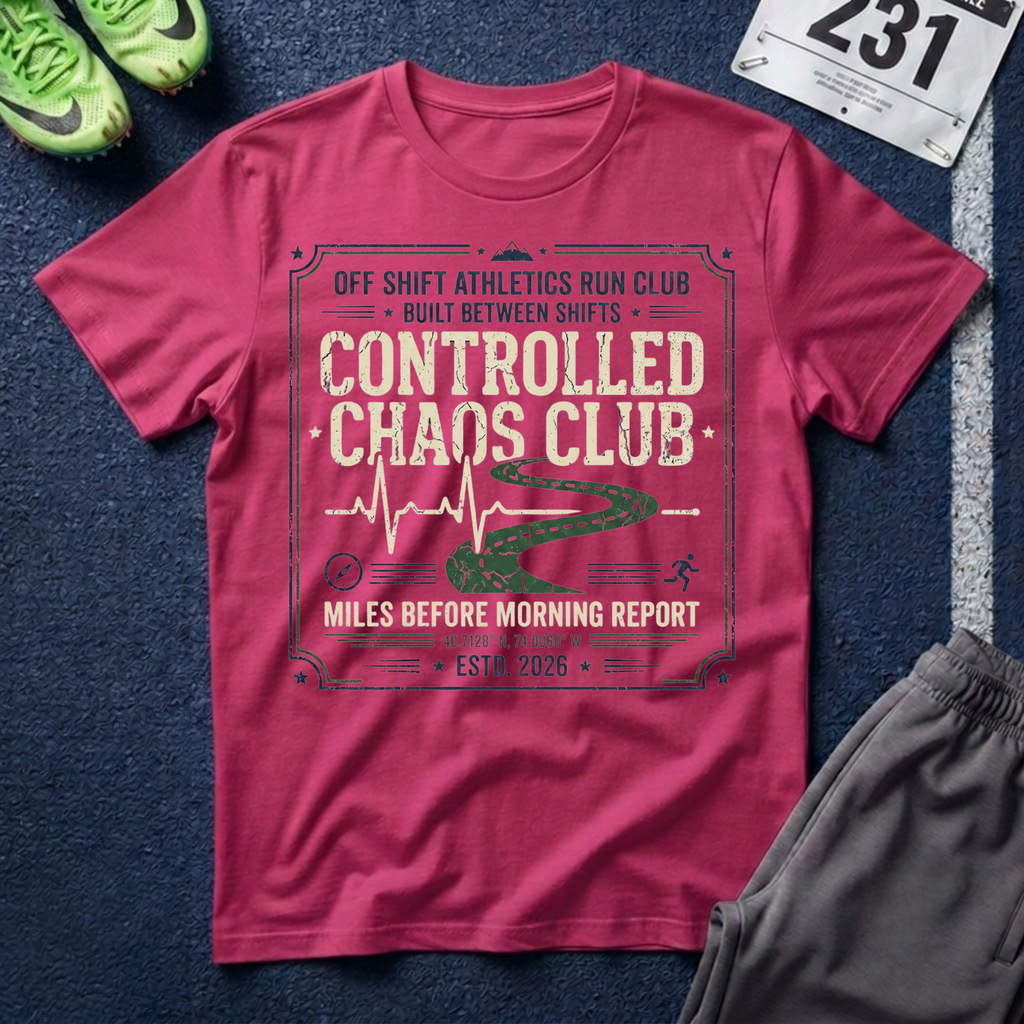 Controlled Chaos Club T-Shirt — Off Shift Athletics Run Club Graphic Tee
