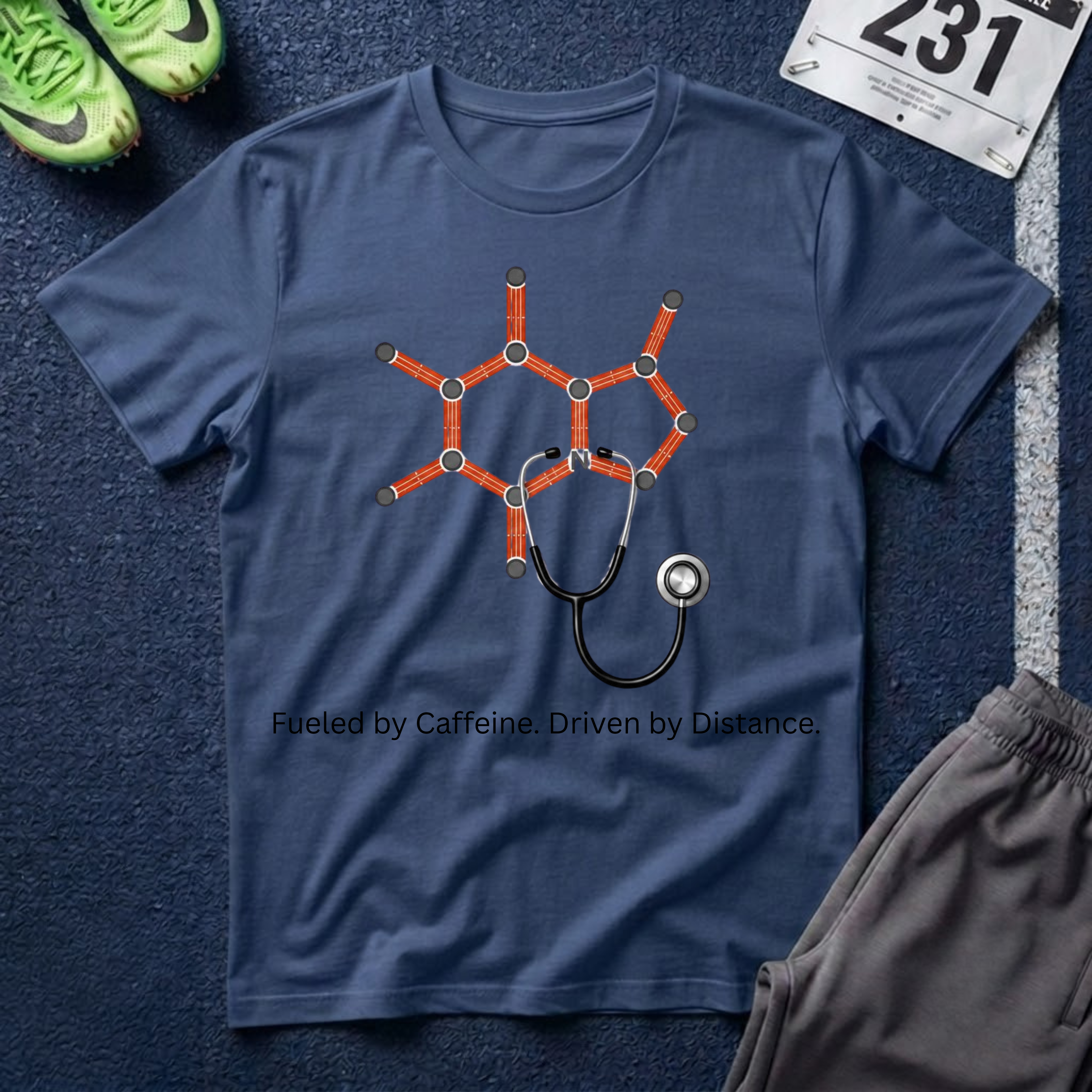 Caffeine Molecule Stethoscope T-Shirt – Healthcare Coffee Tee
