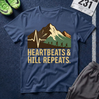 Hiking Mountain Tee — "Heartbeats & Hill Repeats" Outdoor Adventure T-Shirt