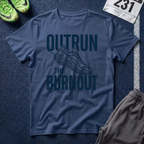 Outrun the Burnout T-Shirt — Motivational Running Tee with Sneaker Graphic
