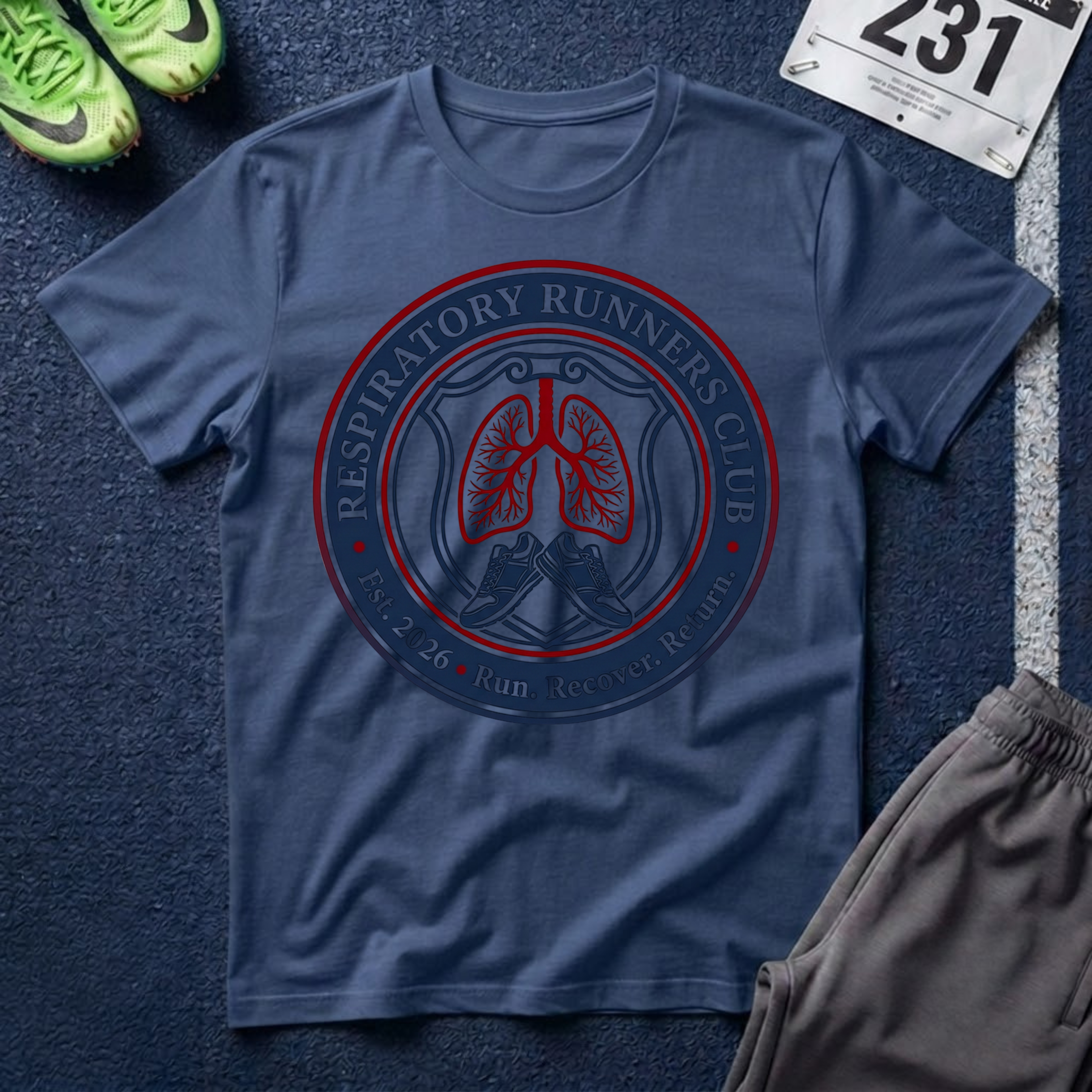 Respiratory Runners Club T-Shirt — Lungs Emblem Running Tee