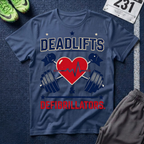 Deadlifts & Defibrillators T-Shirt — Heart of a Lifter Gym Tee