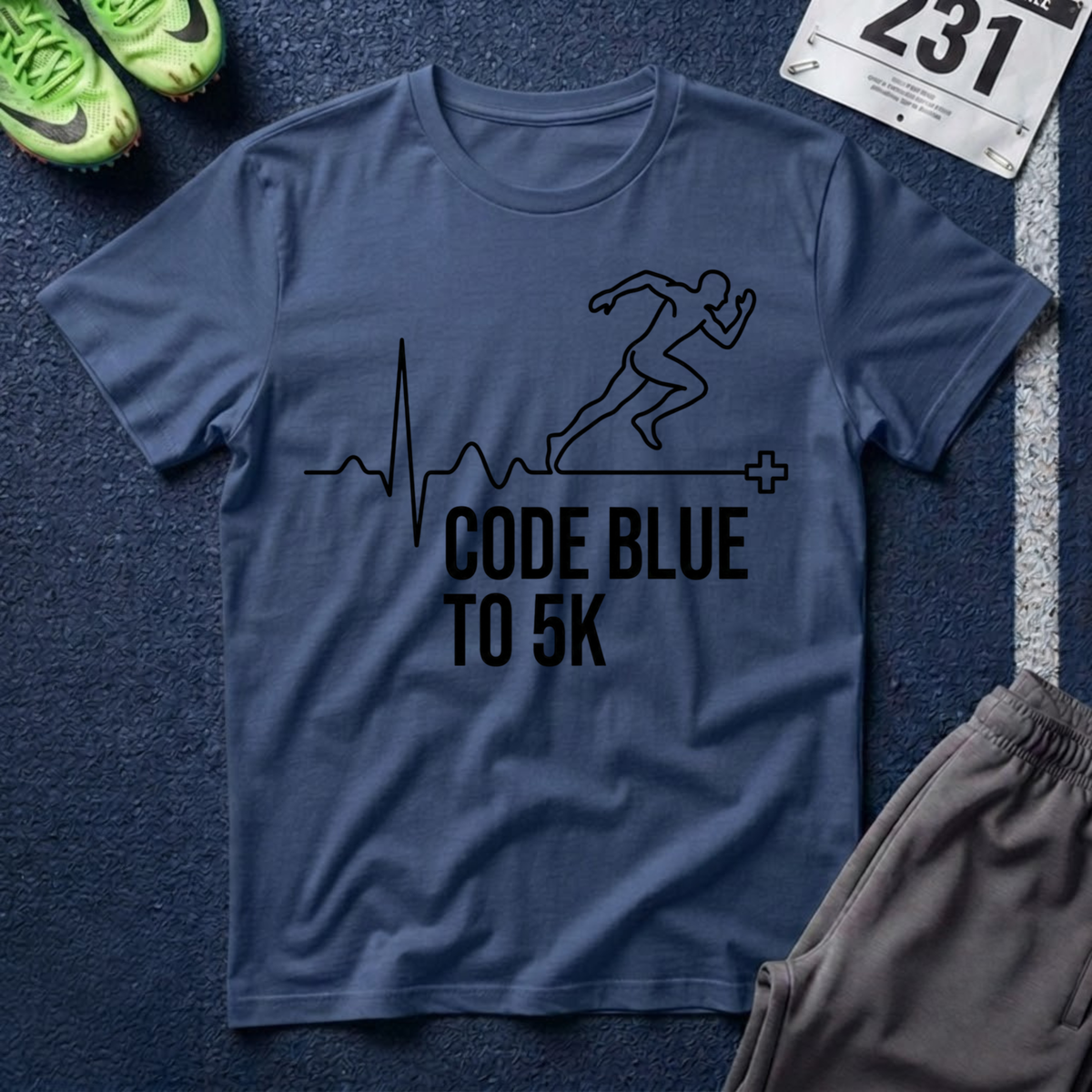 Code Blue to 5K T-Shirt — Medical Runner ECG Design