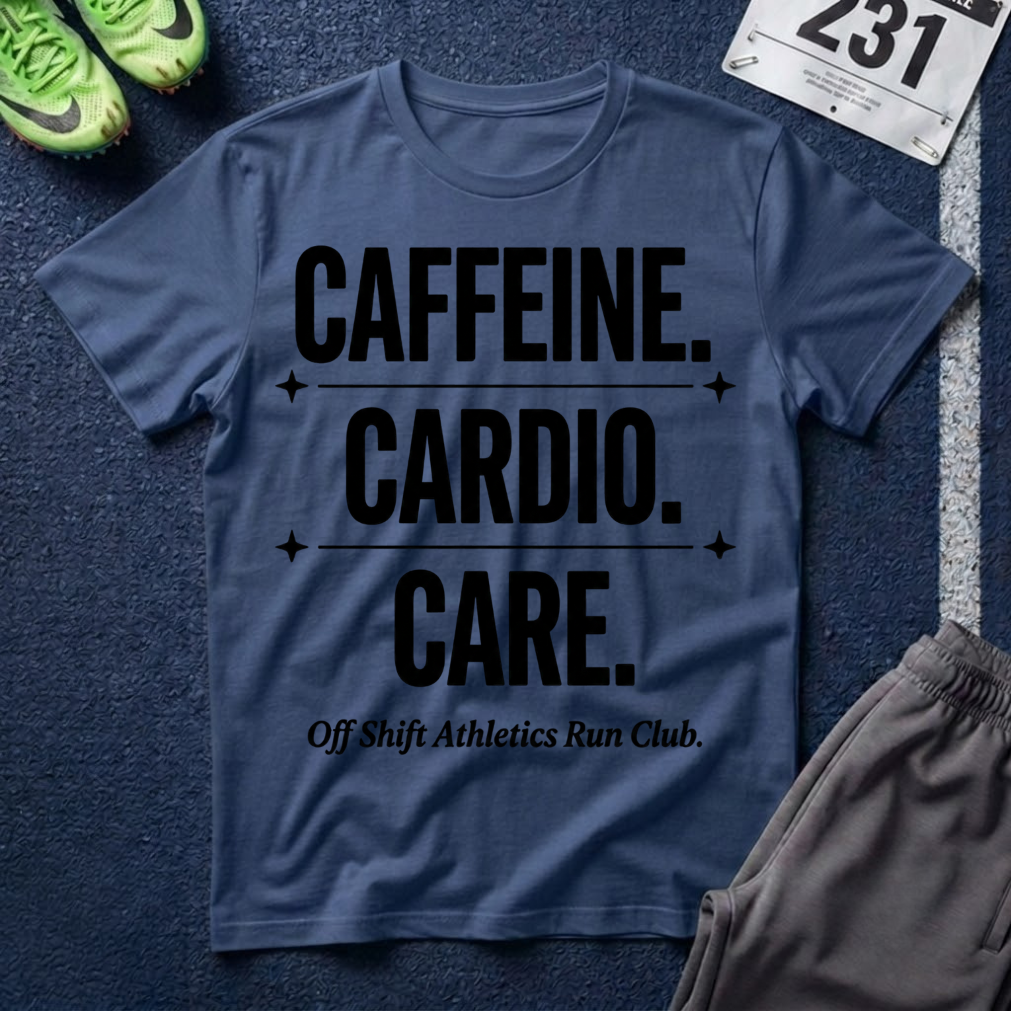 Caffeine. Cardio. Graphic T‑Shirt — Motivational Fitness Tee