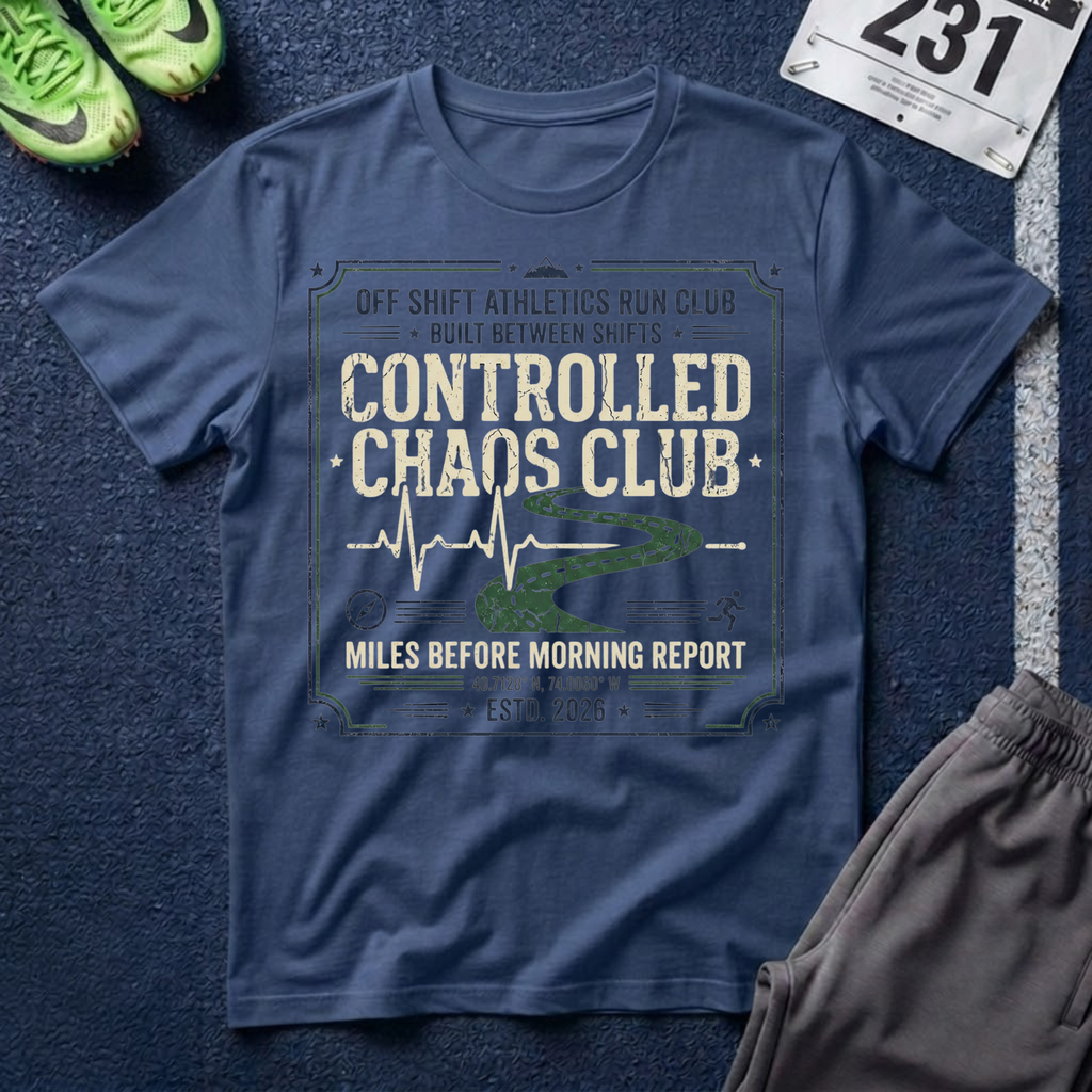 Controlled Chaos Club T-Shirt — Off Shift Athletics Run Club Graphic Tee