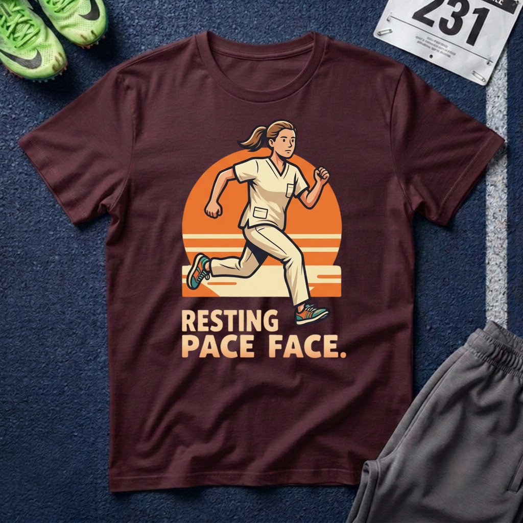 Healthcare Runner T‑Shirt — "Resting Pace Face" Retro Graphic Tee