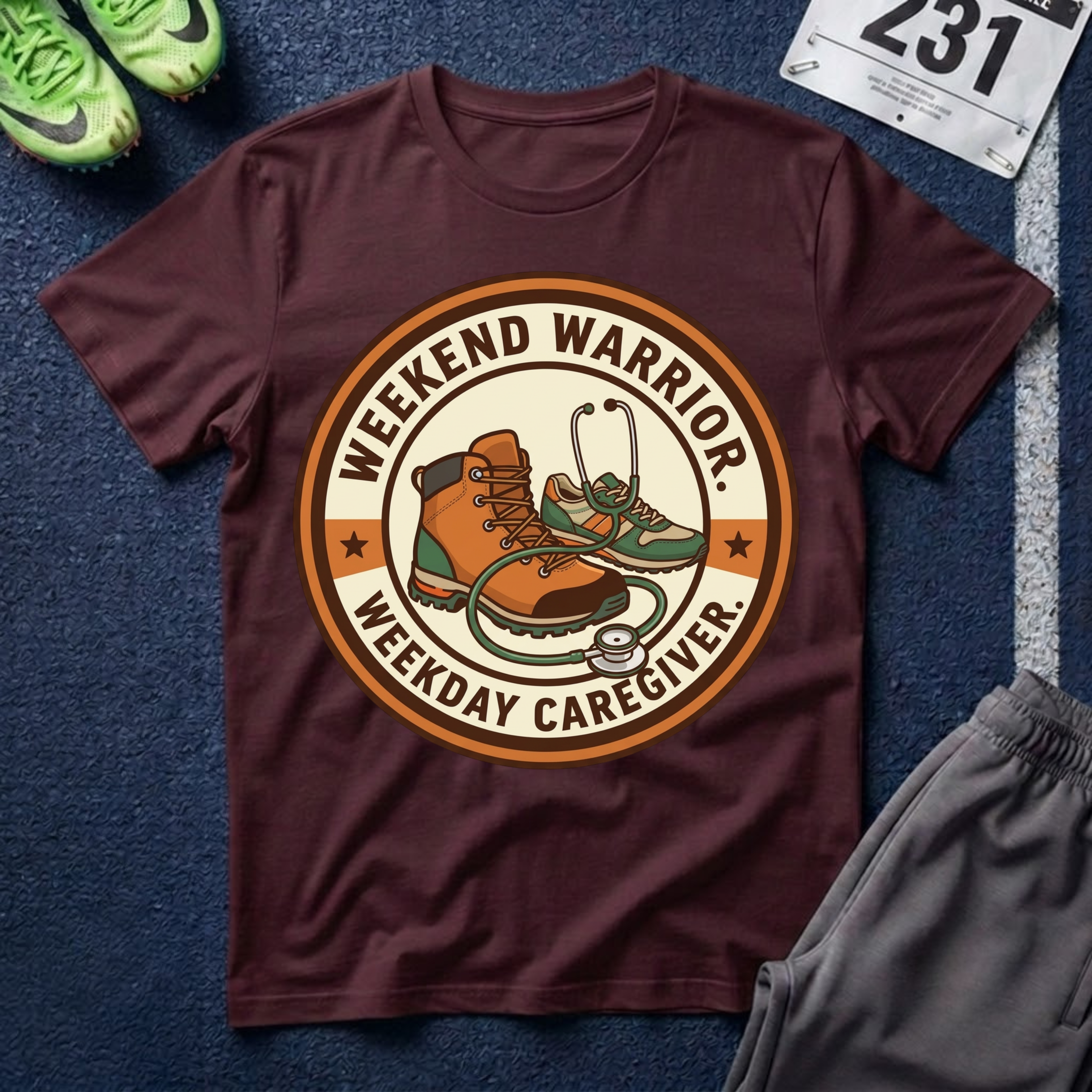 Weekend Warrior T-Shirt — Hiking Boots Retro Outdoor Adventure Tee