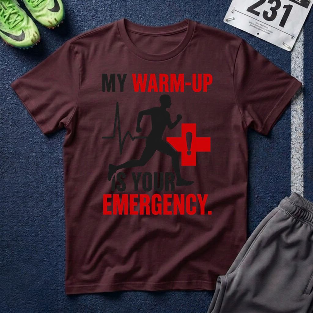 T-Shirt — "My Warm-Up Is Your Emergency" Runner Paramedic Rescue Tee