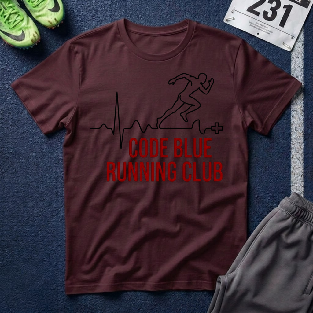 Code Blue Running Club T-Shirt — Medical Runner Heartbeat Tee