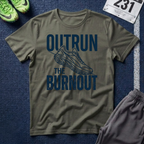 Outrun the Burnout T-Shirt — Motivational Running Tee with Sneaker Graphic