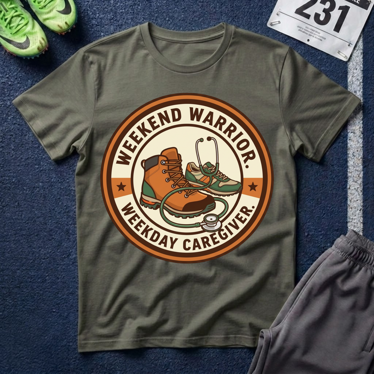 Weekend Warrior T-Shirt — Hiking Boots Retro Outdoor Adventure Tee