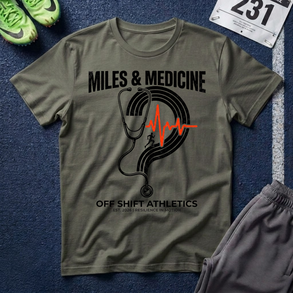 Stethoscope Track T‑Shirt — Miles & Medicine