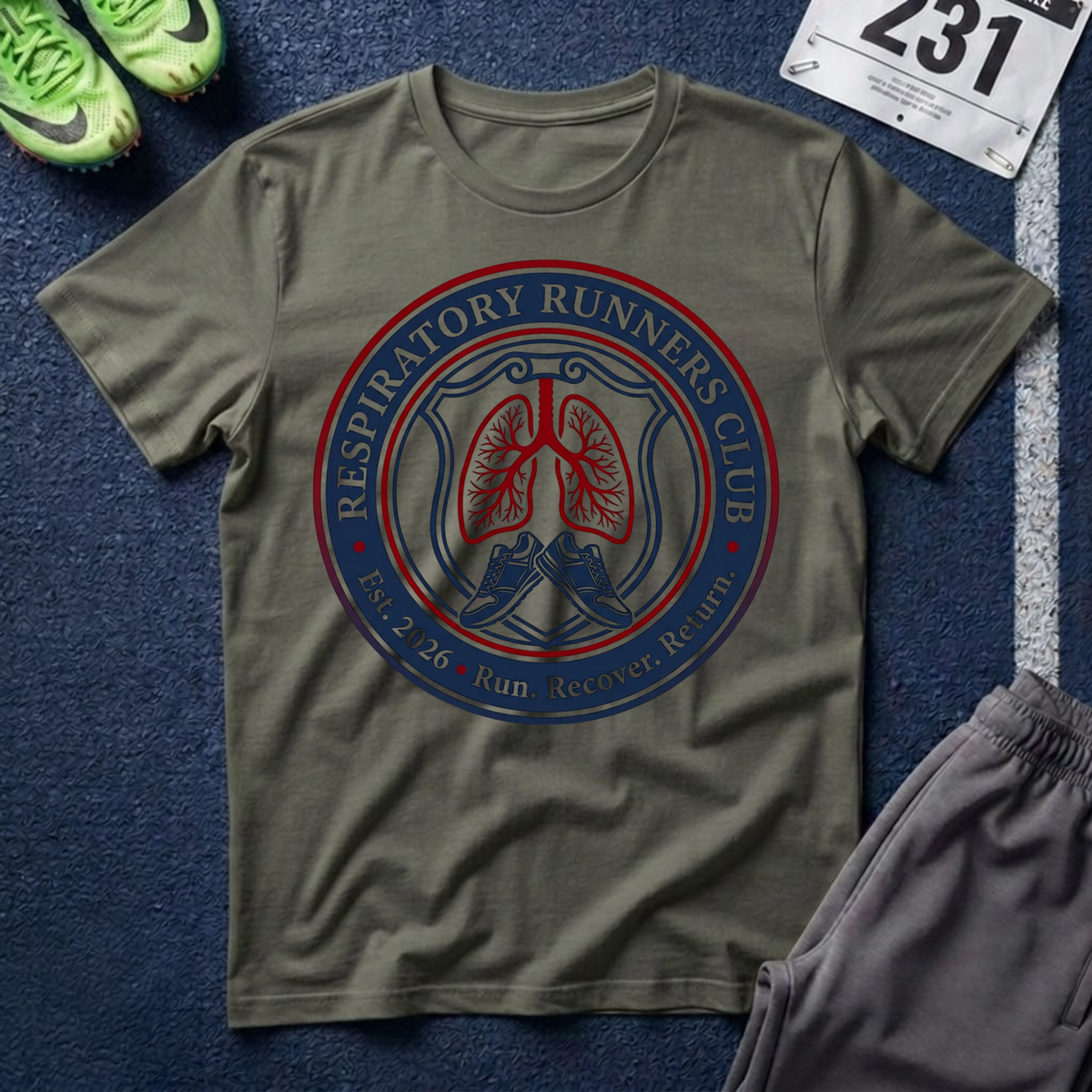 Respiratory Runners Club T-Shirt — Lungs Emblem Running Tee