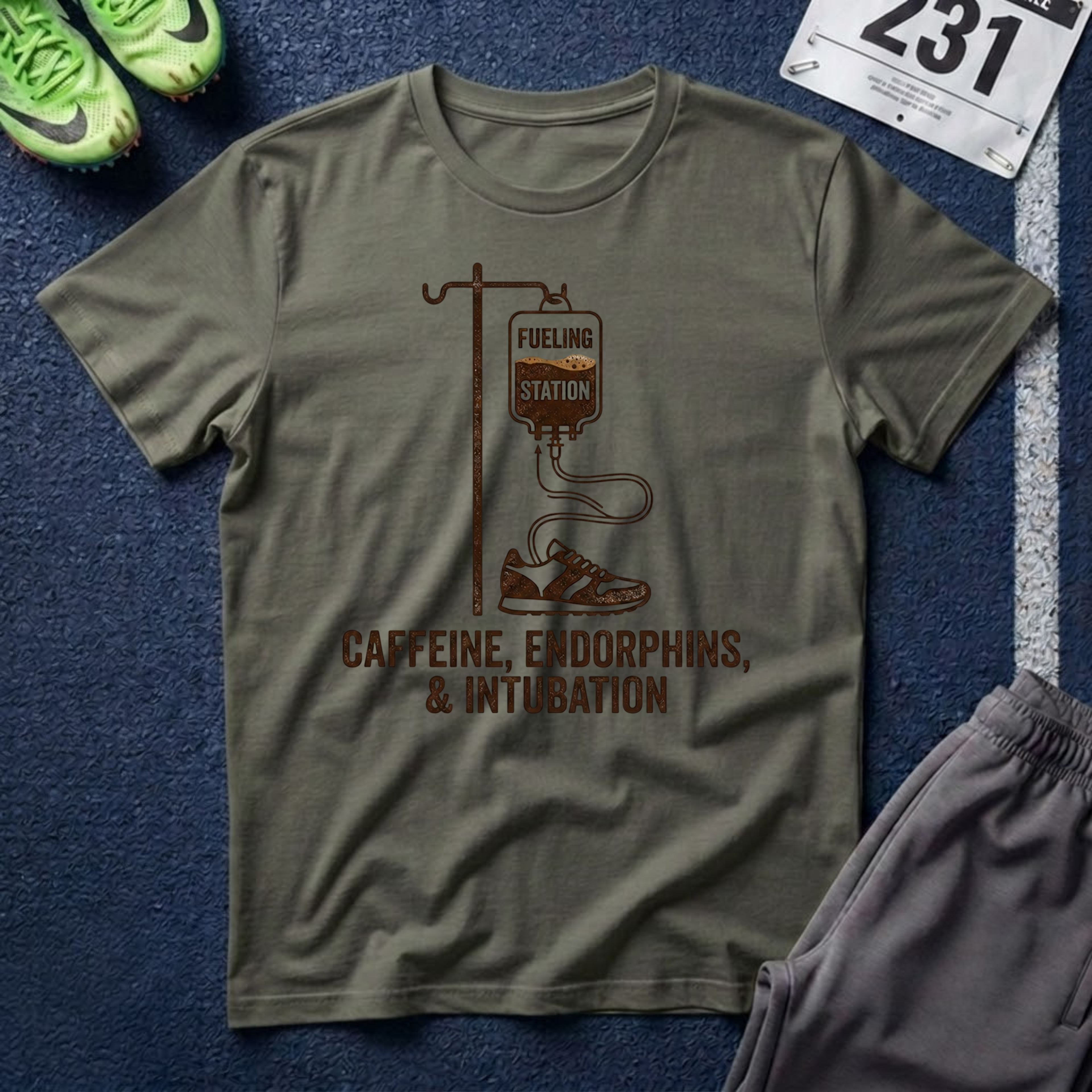 "Fueling Station" Caffeine, Endorphins & Intubation T-Shirt