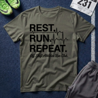 Run Repeat T-Shirt — "Rest. Run. Repeat." Running Tee