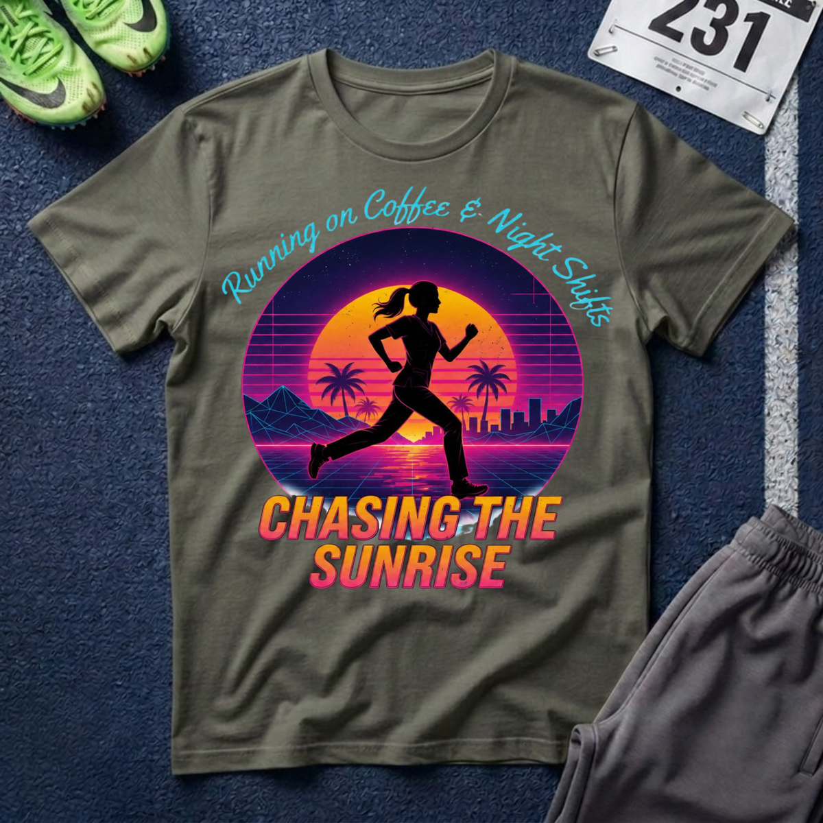 Running Tee — "Chasing the Sunrise" Retro Runner Shirt