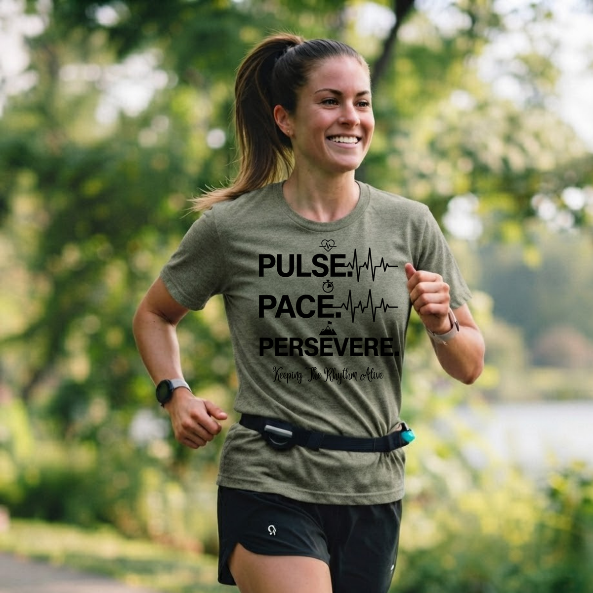 Pulse • Pace • Persevere T-Shirt — Motivational Running / Fitness Tee