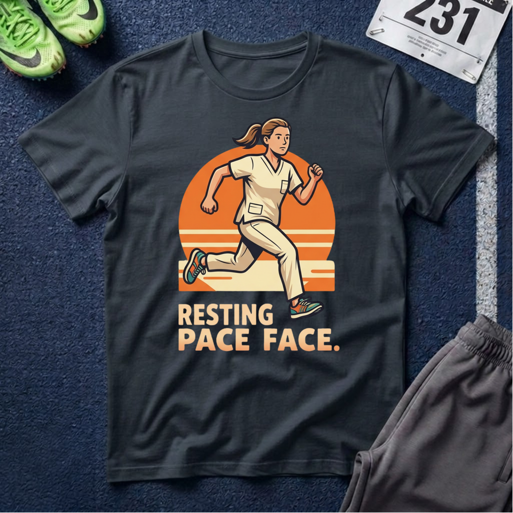 Healthcare Runner T‑Shirt — "Resting Pace Face" Retro Graphic Tee