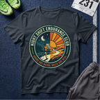 Night Shift Endurance Club T-Shirt — Retro Sunrise & Moon Hiker Tee