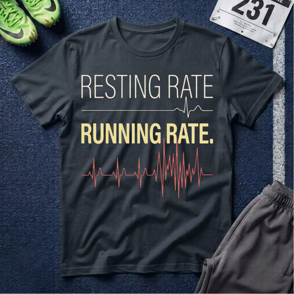 Running Rate T-Shirt — Resting Rate / Running Rate Heartbeat Graphic Tee