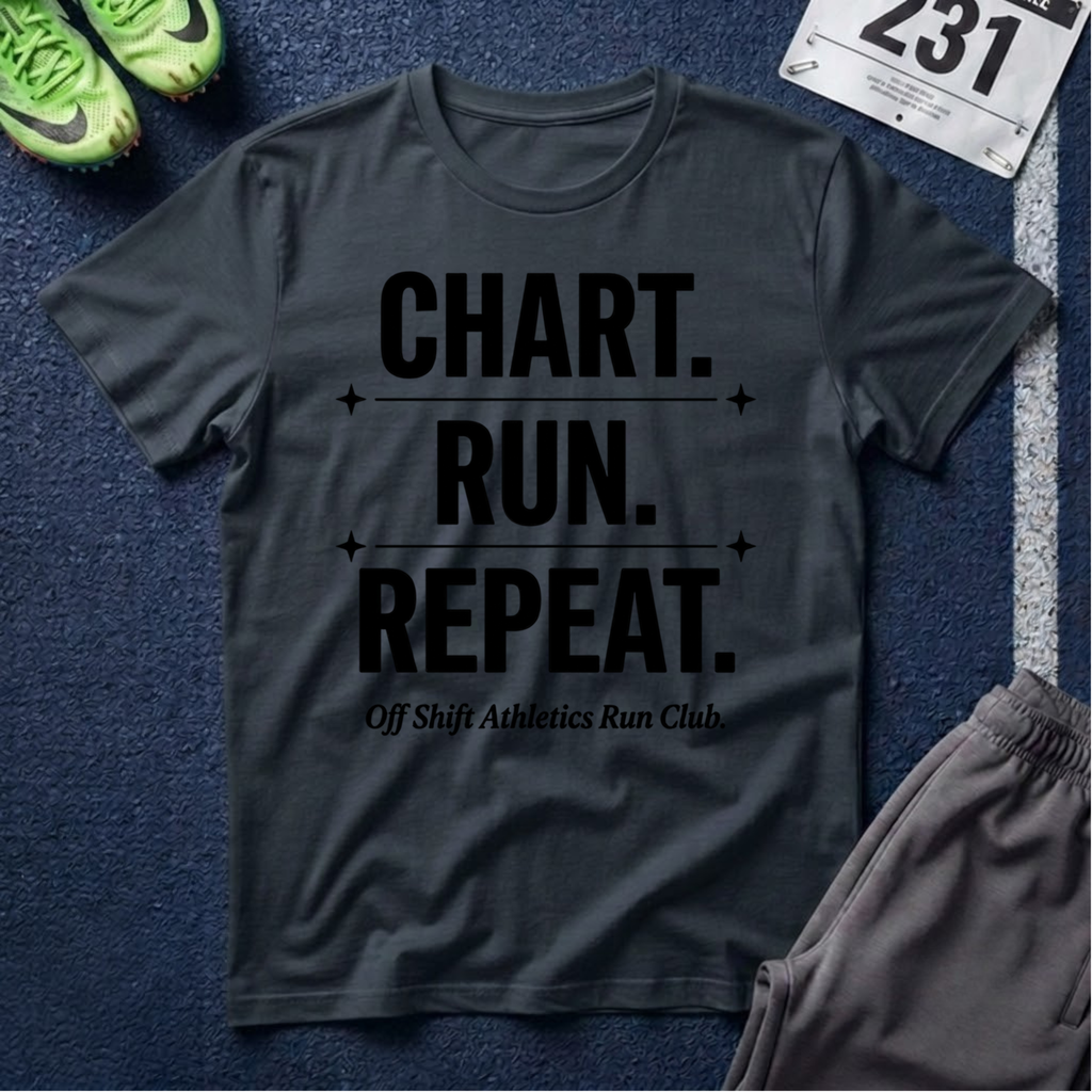 Chart. Run. Repeat. T-Shirt — Motivational Running Tee for Runners