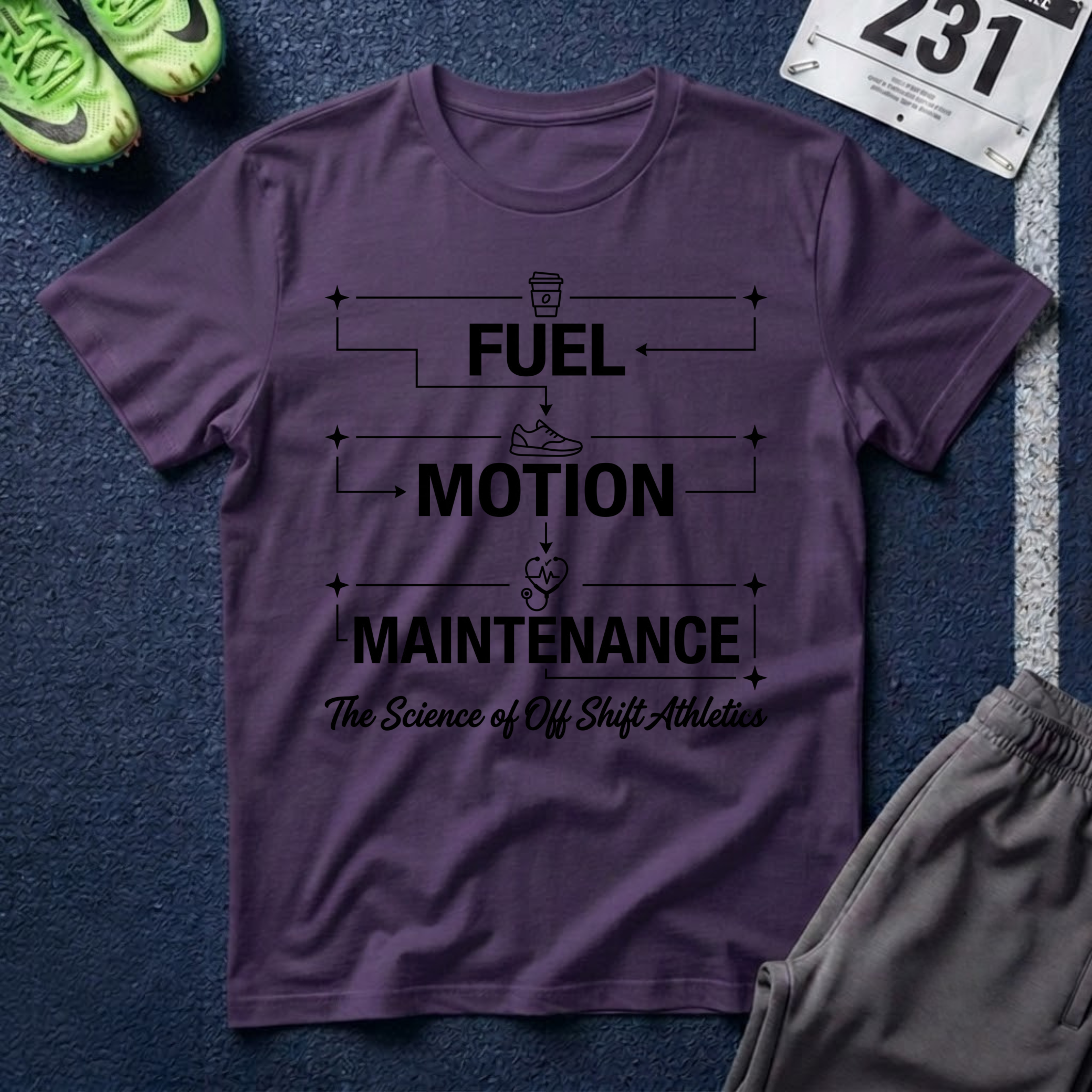 Fuel Motion Maintenance T-Shirt – Fitness Coffee & Running Motivational Tee