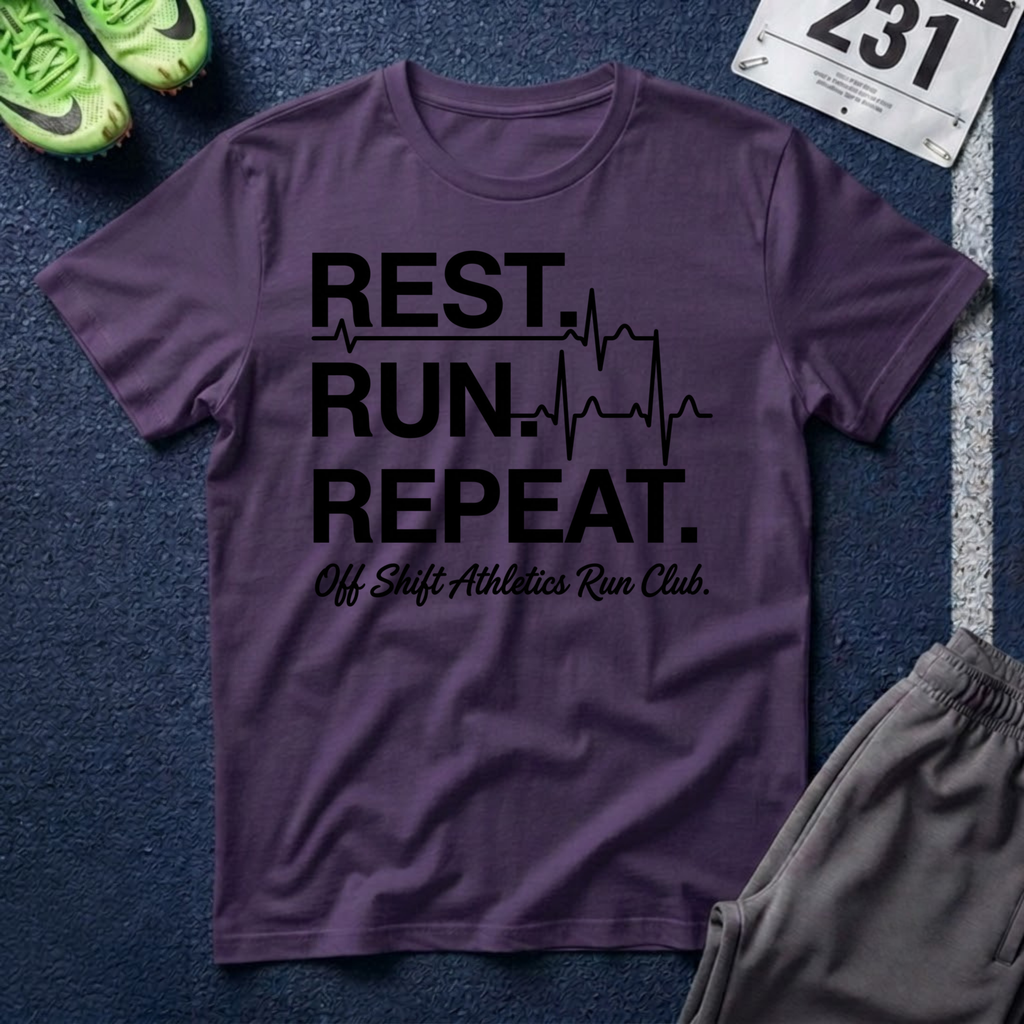 Run Repeat T-Shirt — "Rest. Run. Repeat." Running Tee