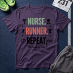 Nurse Runner T-Shirt — 'Nurse. Runner. Repeat.' Graphic Tee for Nurses Who Run