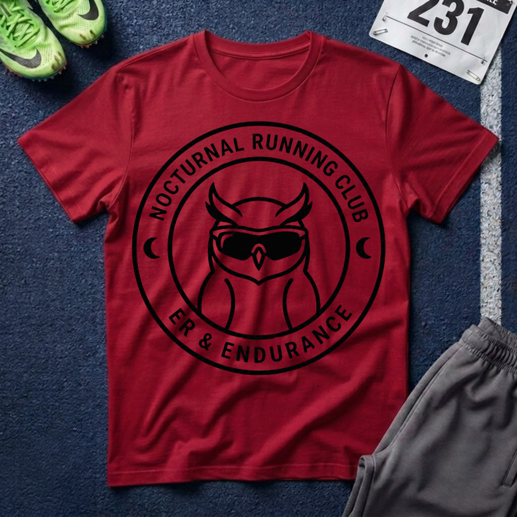 Nocturnal Running Club T-Shirt — Owl Logo Night Runner Tee