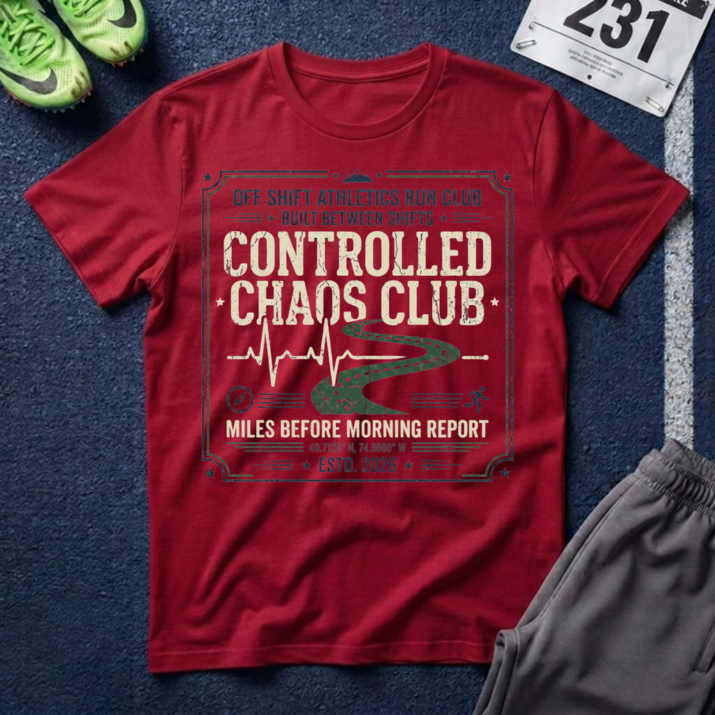 Controlled Chaos Club T-Shirt — Off Shift Athletics Run Club Graphic Tee