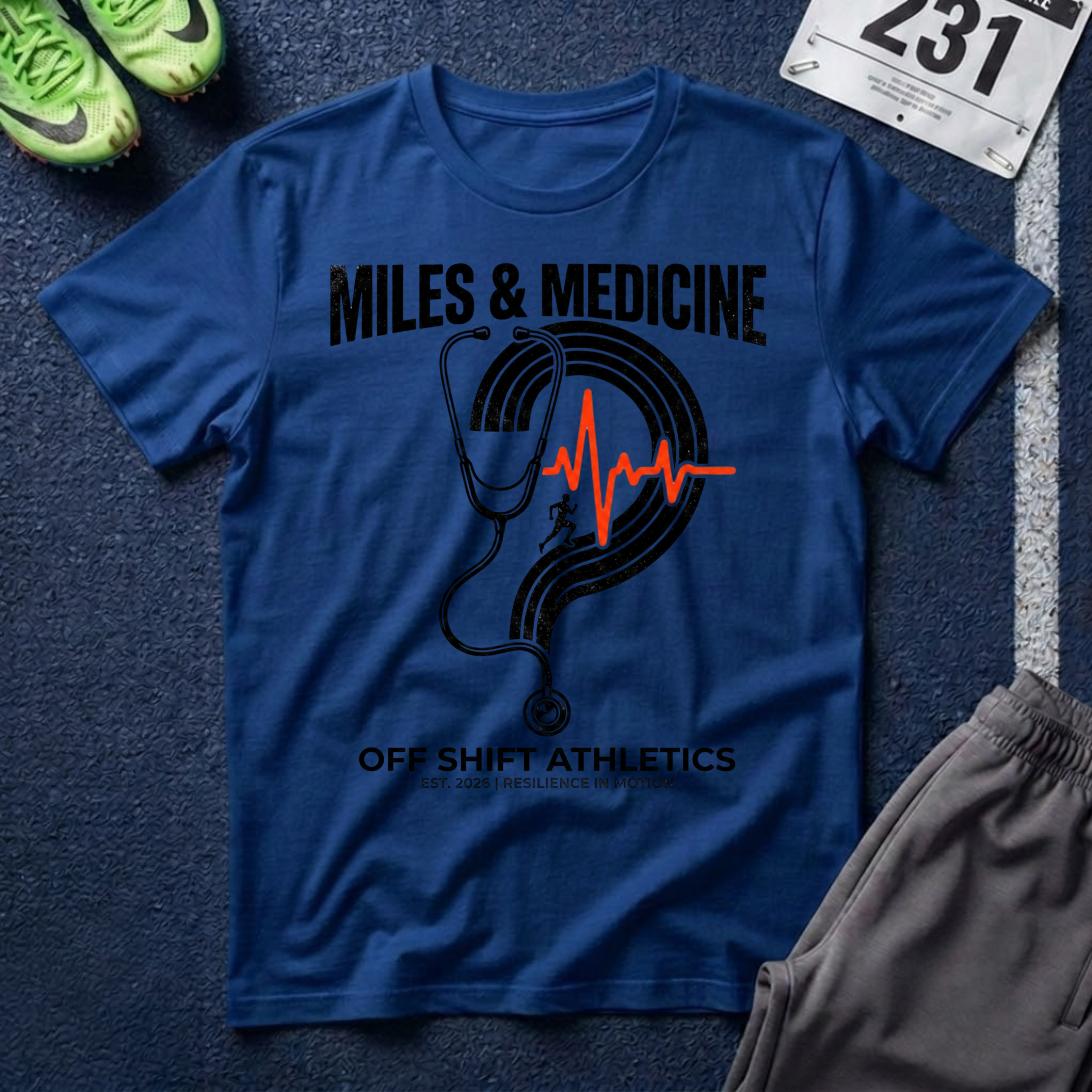 Stethoscope Track T‑Shirt — Miles & Medicine