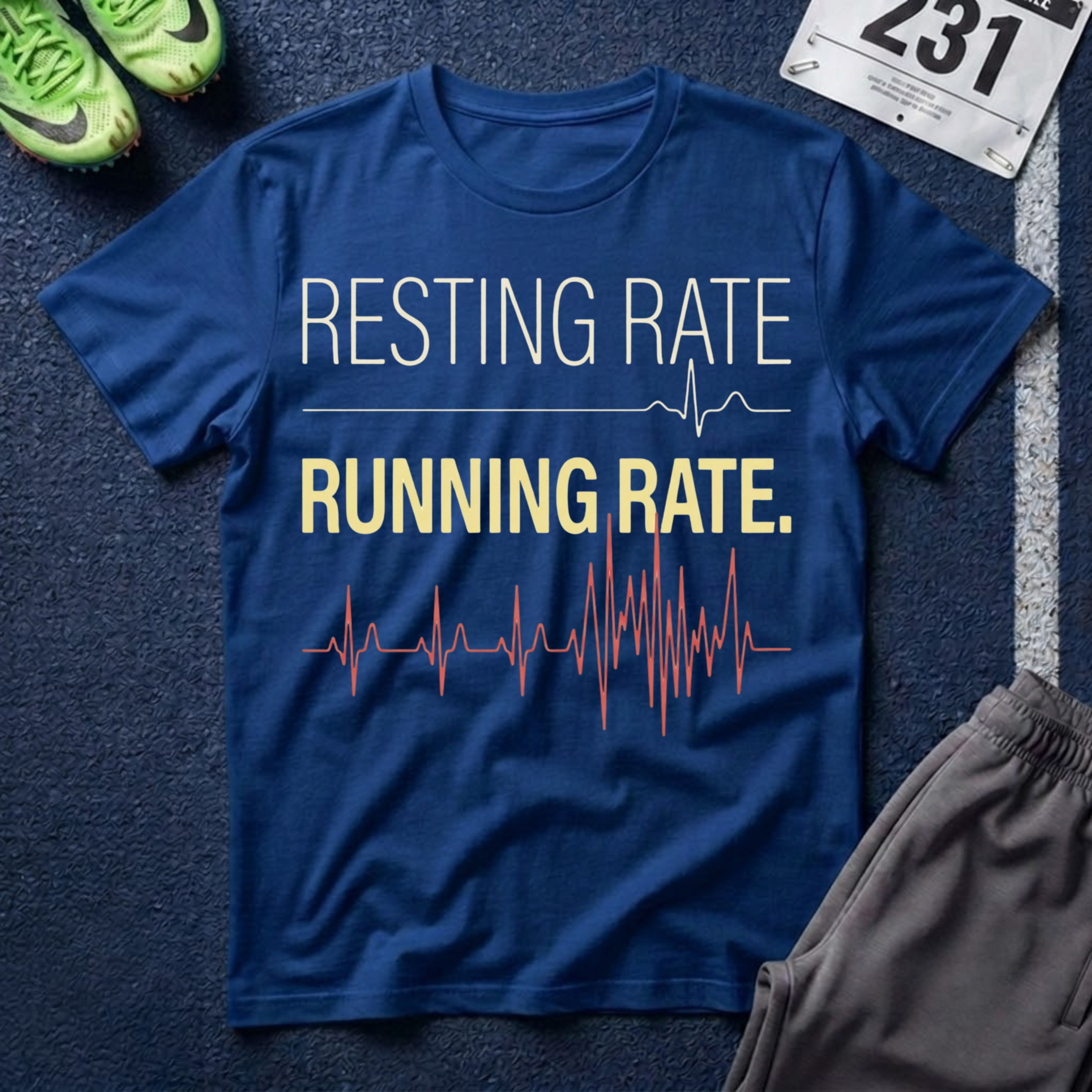 Running Rate T-Shirt — Resting Rate / Running Rate Heartbeat Graphic Tee