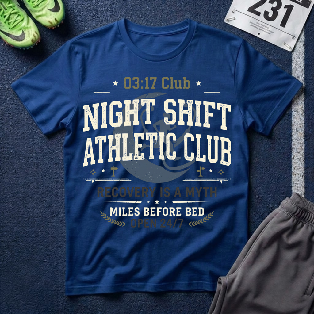 Night Shift Athletic Club T-Shirt — 03:17 Club Recovery Is A Myth Crew Tee