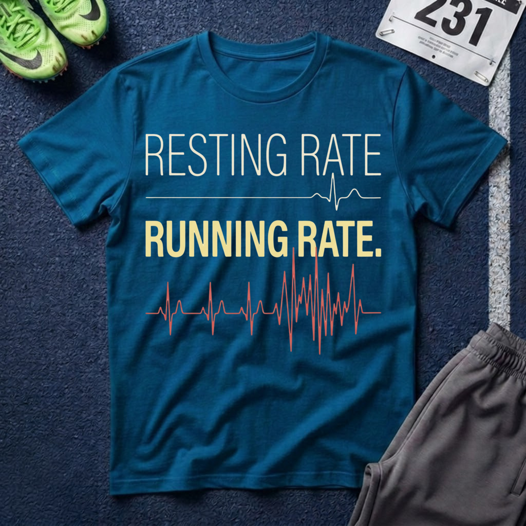 Running Rate T-Shirt — Resting Rate / Running Rate Heartbeat Graphic Tee