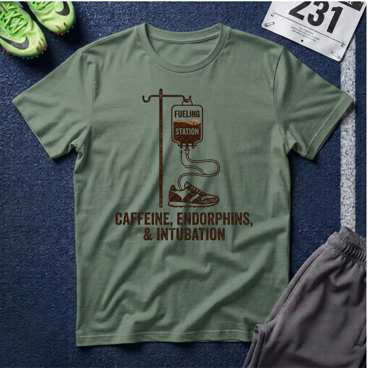 "Fueling Station" Caffeine, Endorphins & Intubation T-Shirt