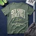 Off Shift Athletics T-Shirt — Comfortable Tee for Healthcare Workers & Night Shift Crew