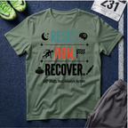 Run Recovery T-Shirt — "Reset. Run. Recover." Motivational Running Tee