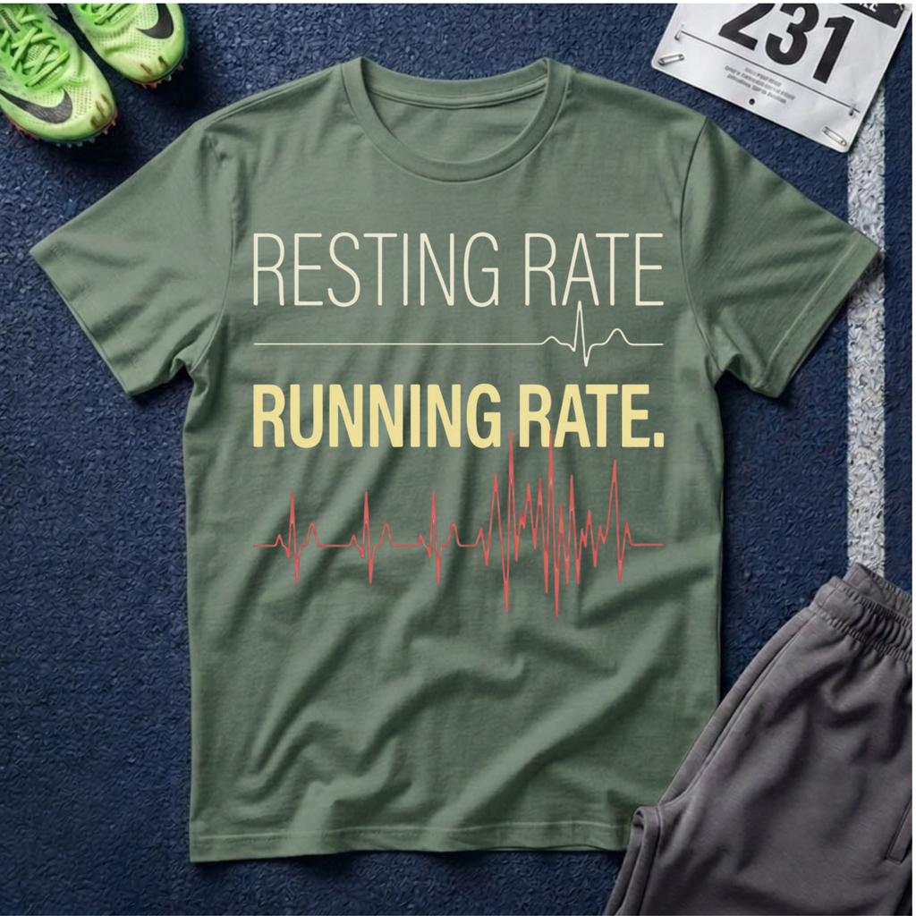Running Rate T-Shirt — Resting Rate / Running Rate Heartbeat Graphic Tee