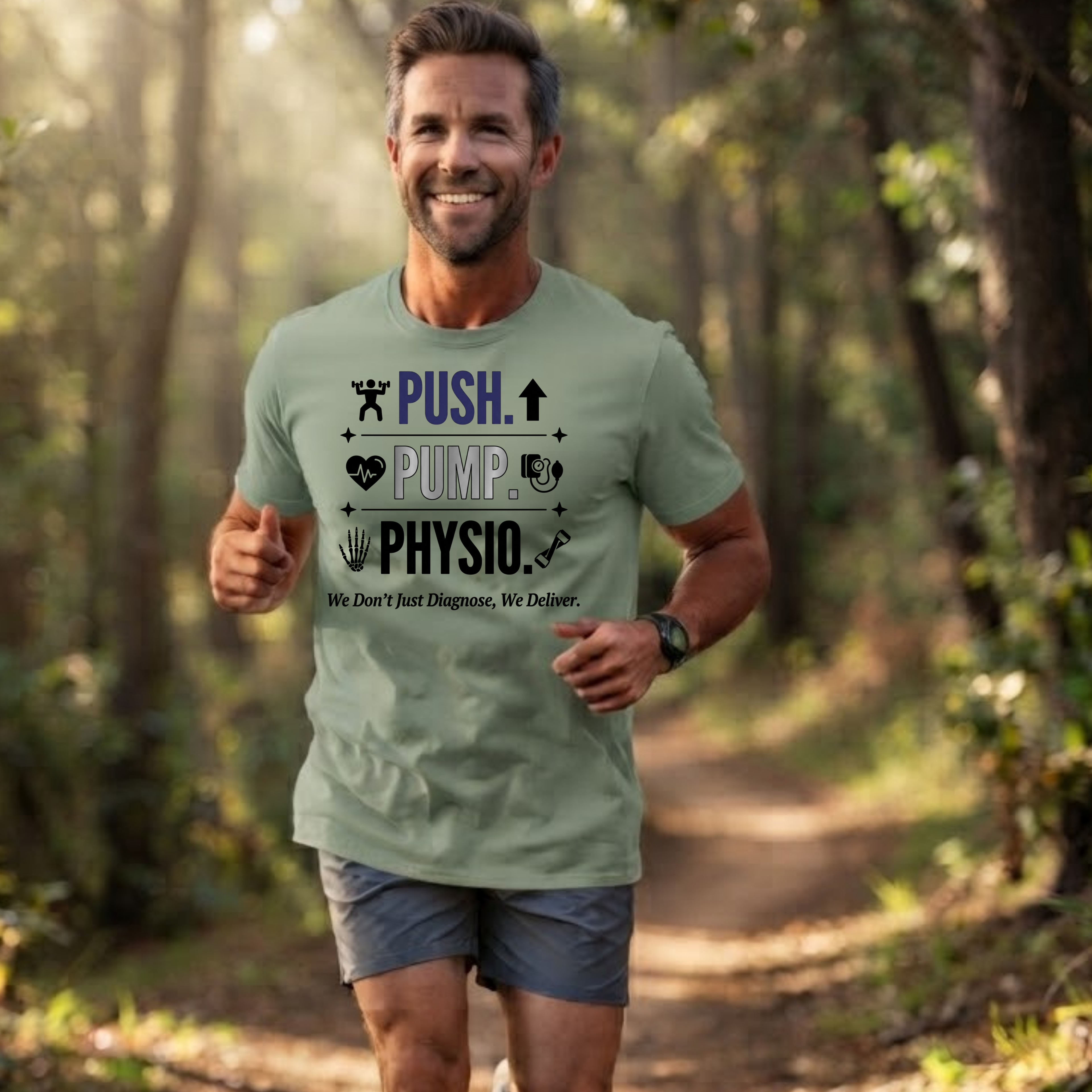 Push. Pump. Physio. T-Shirt — Physical Therapy Tee