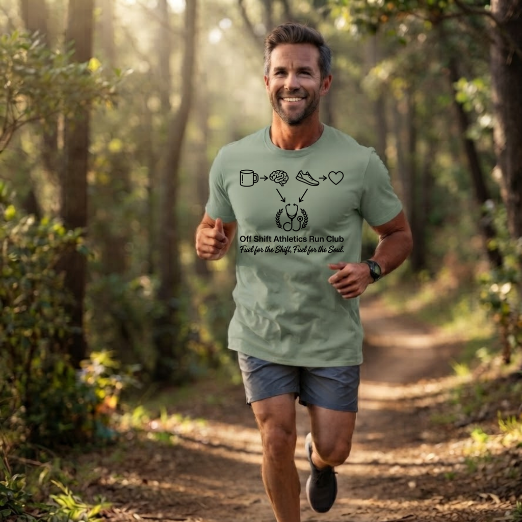 Athletic Nurse T-Shirt — Coffee, Running & Caring Medical Tee