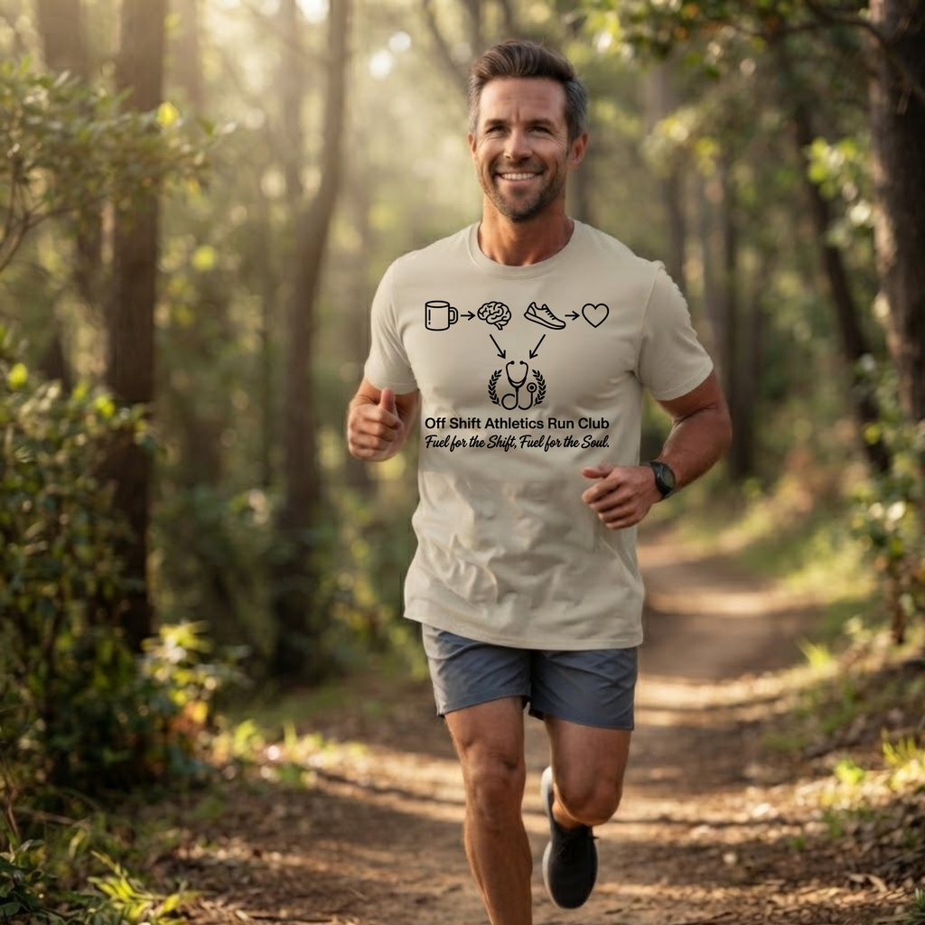 Athletic Nurse T-Shirt — Coffee, Running & Caring Medical Tee