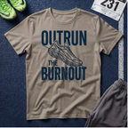 Outrun the Burnout T-Shirt — Motivational Running Tee with Sneaker Graphic