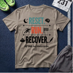 Run Recovery T-Shirt — "Reset. Run. Recover." Motivational Running Tee