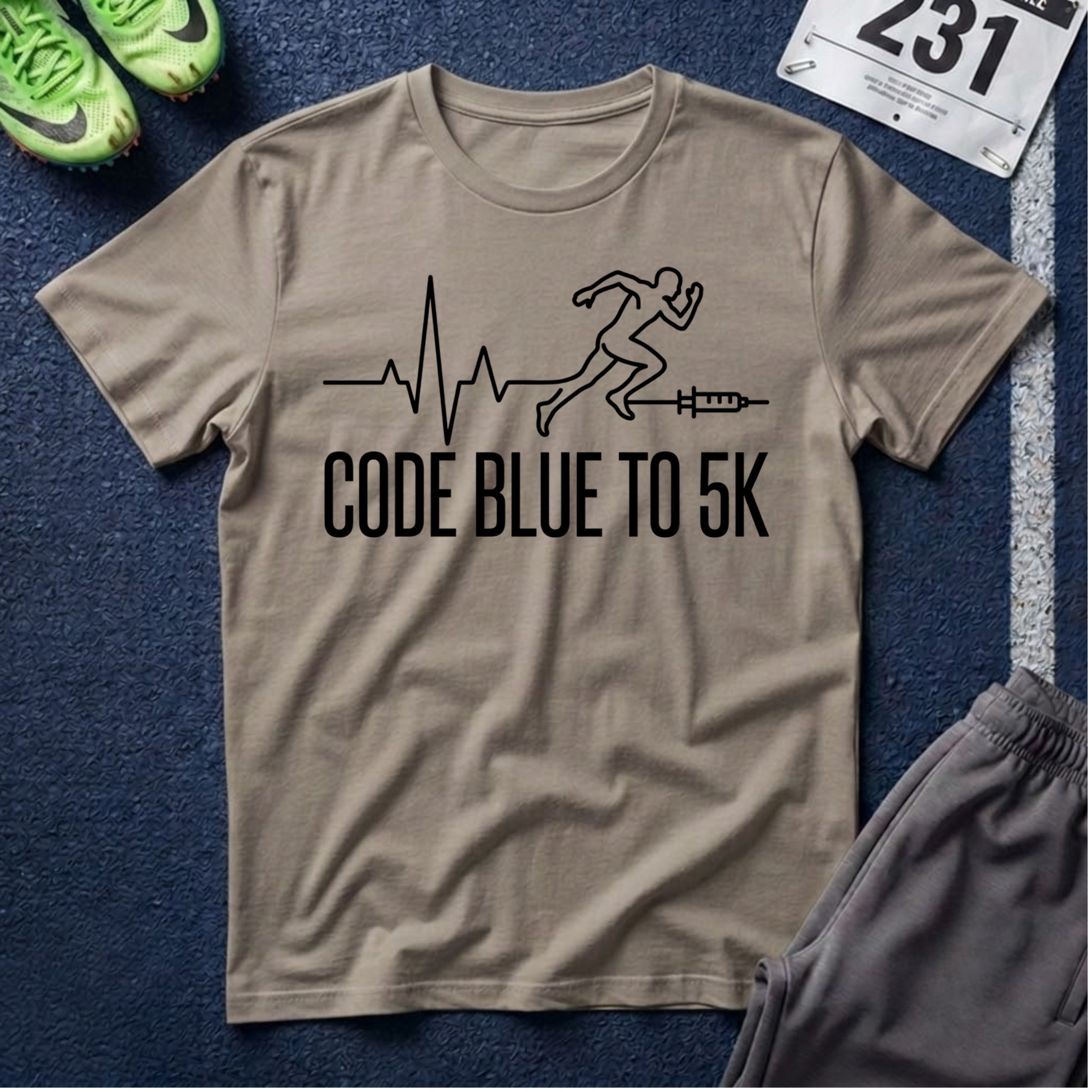 Running Healthcare Emergency T‑Shirt — "From Code Blue to 5K"