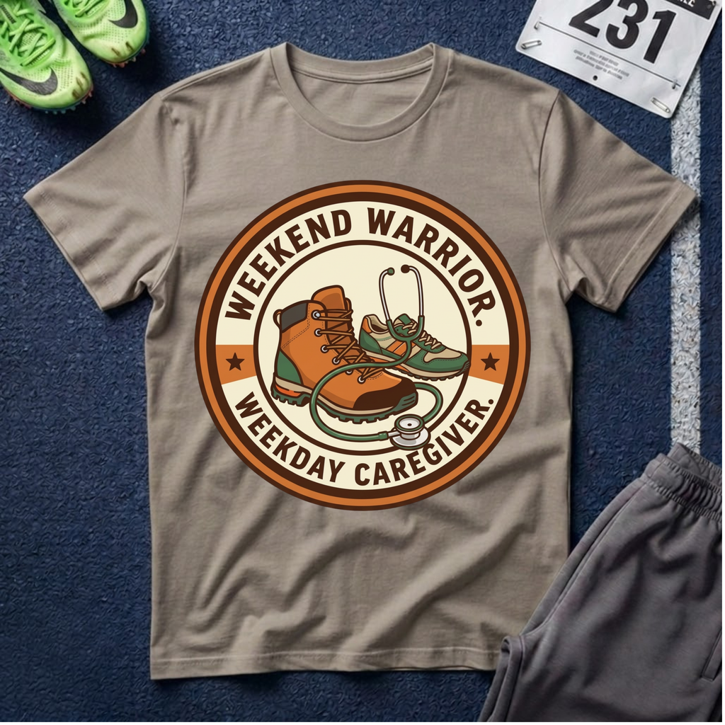Weekend Warrior T-Shirt — Hiking Boots Retro Outdoor Adventure Tee