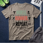 Nurse Runner T-Shirt — 'Nurse. Runner. Repeat.' Graphic Tee for Nurses Who Run
