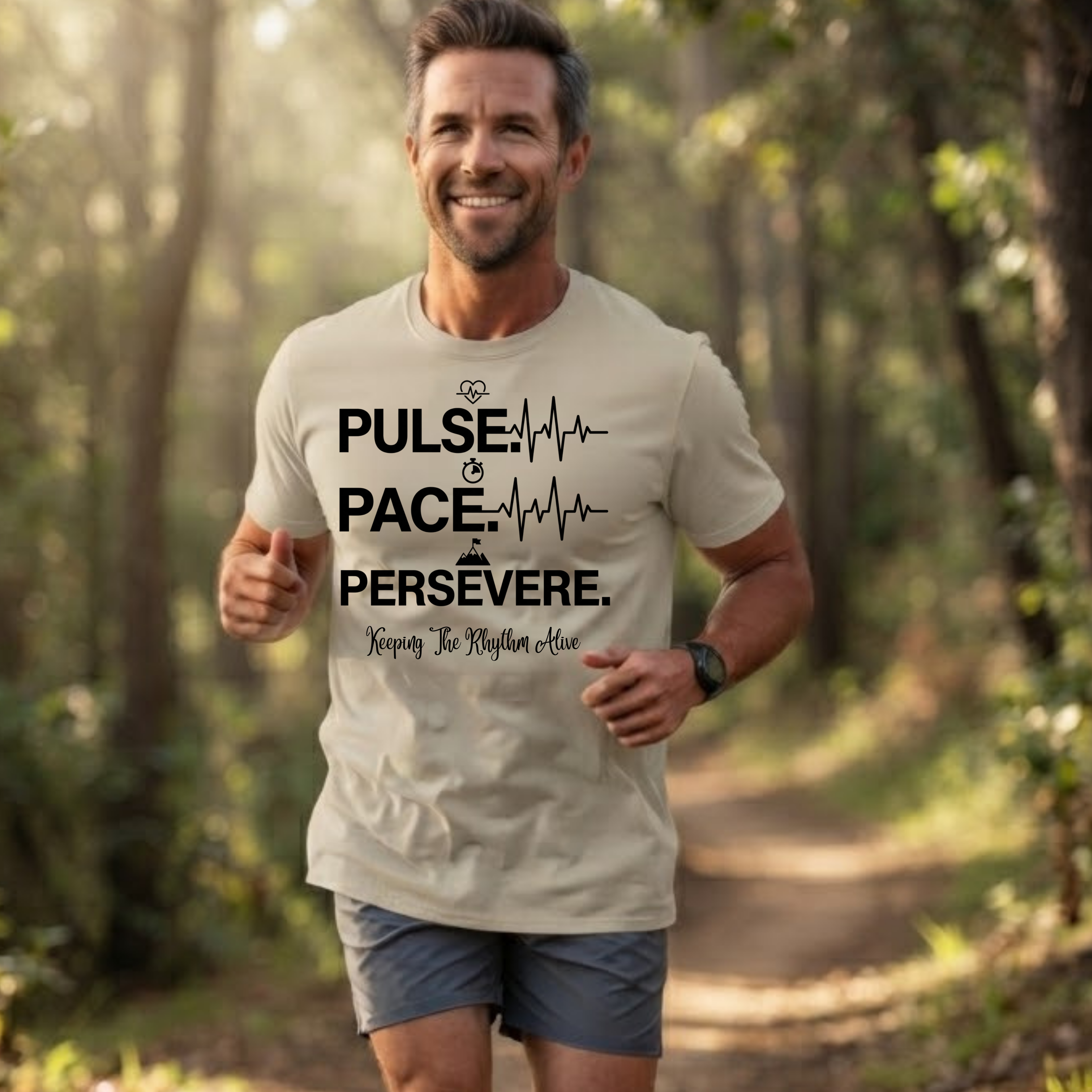 Pulse • Pace • Persevere T-Shirt — Motivational Running / Fitness Tee