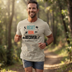 Run Recovery T-Shirt — "Reset. Run. Recover." Motivational Running Tee