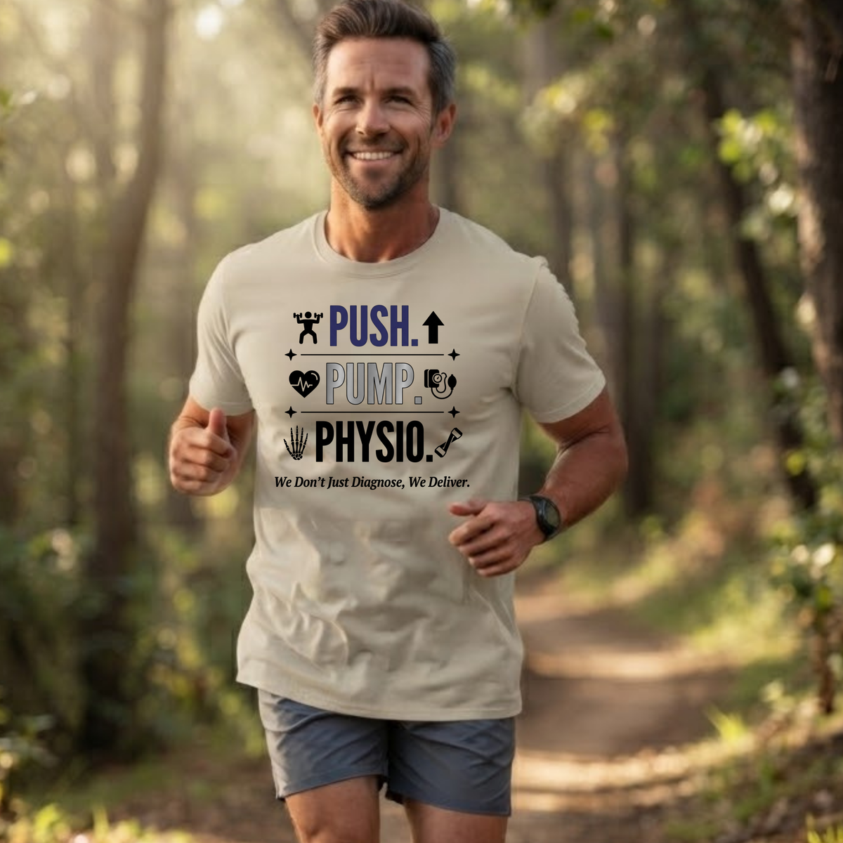 Push. Pump. Physio. T-Shirt — Physical Therapy Tee